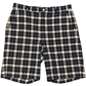 FootJoy Mens Navy Blue Cream Plaid Performance Golf Shorts Size 34